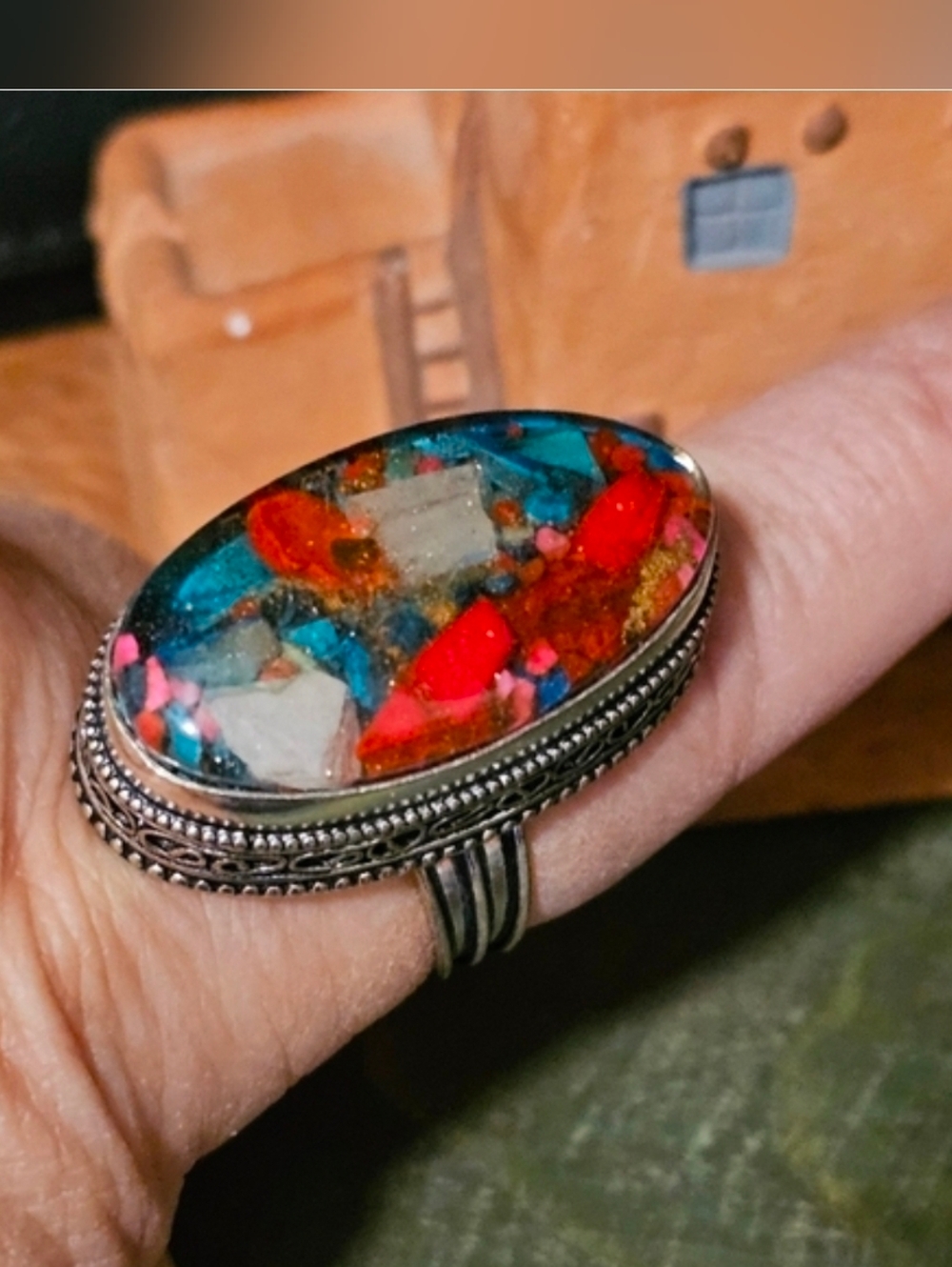 Spiny Oyster Turquoise Ring